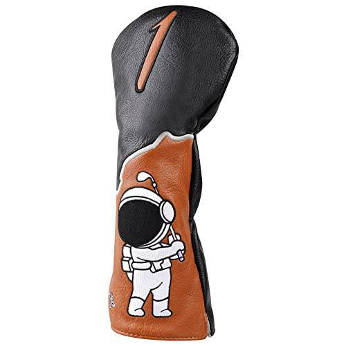 Craftsman Golf Astronaut Play Leather Golf Swing Black Brown Driver Headcover Head Cover (Astronaut) - Golf Gift