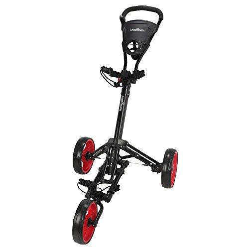 Caddymatic Golf X-Lite One-Click Folding Pull/Push Golf Cart Black/Red - Golf Gift