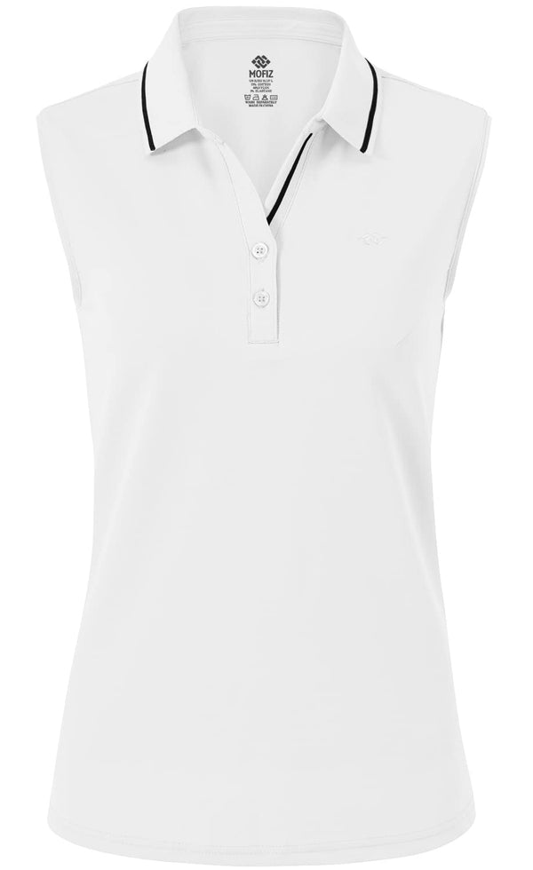 JINSHI Women's Sleeveless Top Lady-Fit Polo Shirts Premium Cotton Golf Tennis Gym Athletic Tee Shirts White Size M - Golf Gift