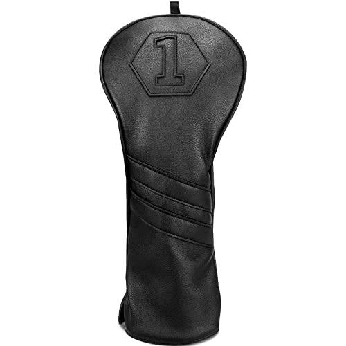 Golf Club Head covers for Driver 460CC DR #1 Black PU Leather Elastic Closure - Golf Gift