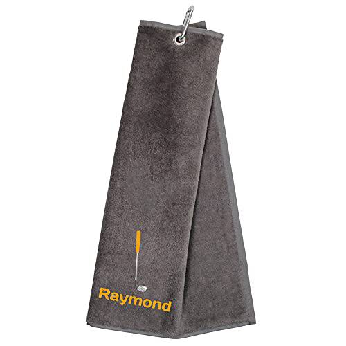 Always Looking Good Personalised Golf Towel Grey with Any Name Any Font Luxury Velour 50cm x 40cm Custom Embroidered Golf Towel with Carabiner Clip Gift- Golf Gifts for men and women - Golf Gift