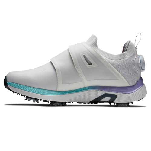 FootJoy Women's Hyperflex Boa Golf Shoe, White/Ice Blue/Purple, 7 UK - Golf Gift