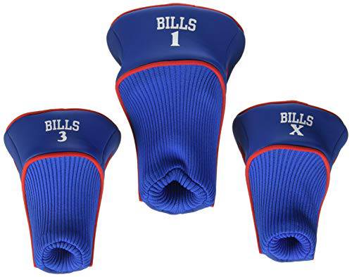 Team Golf NFL Buffalo Bills Contour Golf Club Headcovers (3 Count) Numbered 1, 3, & X, Fits Oversized Drivers, Utility, Rescue & Fairway Clubs, Velour lined for Extra Club Protection - Golf Gift