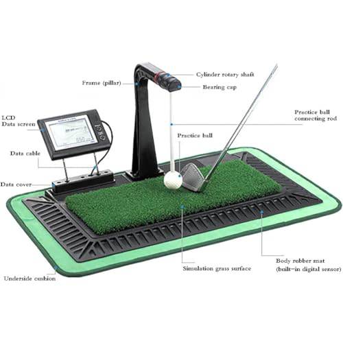 QYOEGSQ Golf Swing Hitting Aid Simulator,Golf Swing Trainer with Digital Screen and Auxiliary Voice,3 Gear Height Adjustable and 360° Return Ball Automatically,Indoor/Outdoor Swing Practice - Golf Gift