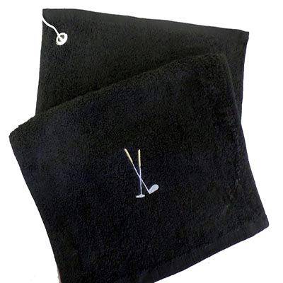 EFY Personalised Terry Towelling Golf Towel with Golf Club Design (Black) - Golf Gift