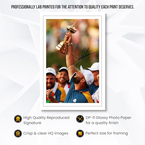 RJR PRINTS Jon Rahm - 2023 Europe Golf Winner Signed 12x8 Inch Montage Photo Print Pre Printed Signature Autograph Gift - Golf Gift