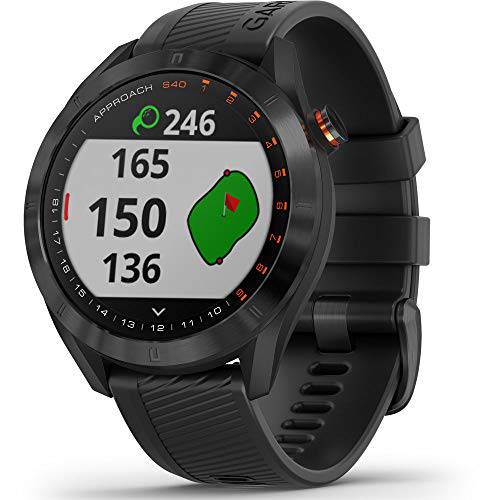 Garmin Approach S40, Stylish GPS Golf Smartwatch, Lightweight with Touchscreen Display, Black - Golf Gift