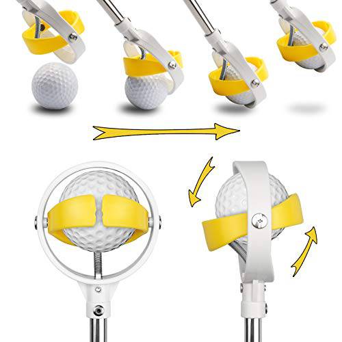 Golf Ball Retriever for Water Telescopic, 6ft/9ft Stainless Ball Retriever Tool Golf with Spring Release-Ready Head and Locking Clip, Golf Gift Golf Accessories for Men (Lemon Yellow) - Golf Gift