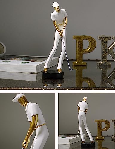 Amoy-Art Golf Figurine Statue Golfer Sculpture Gifts Modern Decor Arts Home Ornament Table Centerpiece Crafts Polyresin White 24cm - Golf Gift