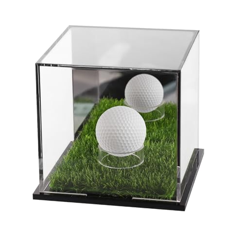 Golf Ball Display Case Single, 3.82x3.54x3.54in Golf Ball Square Display Case Small Golf Ball Case Holder Souvenir Case Stand Hole-In-One Acrylic Golf Ball Display Case for Golf Memorabilia - Golf Gift