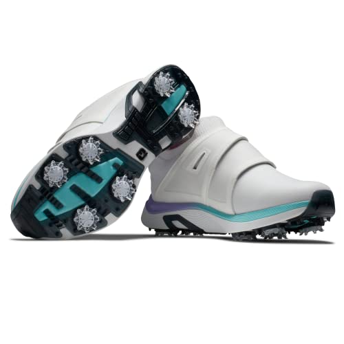 FootJoy Women's Hyperflex Boa Golf Shoe, White/Ice Blue/Purple, 7 UK - Golf Gift