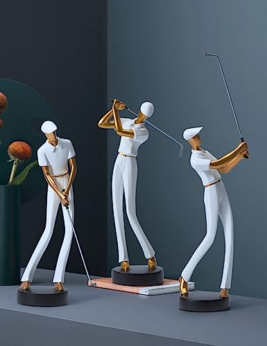 Amoy-Art Golf Figurine Statue Golfer Sculpture Gifts Modern Decor Arts Home Ornament Table Centerpiece Crafts Polyresin White 24cm - Golf Gift