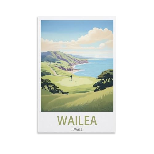 LHJOIUN Wailea Hawaii Vintage Travel Poster Golf 08x12inch(20x30cm) Art Canvas Print For Living Room Bedroom Home Decoration Modern Art - Golf Gift