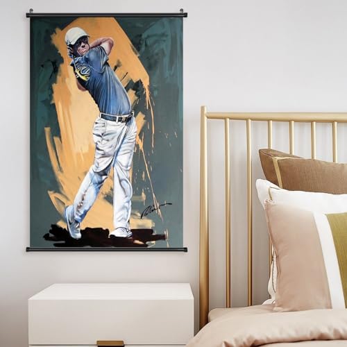 QINSCX Rory McIlroy Art Poster Decorative Painting Canvas Wall Painting Poster Home Bedroom Decoration Black Axis With Solid Frame Style 24x36inch(60x90cm) - Golf Gift