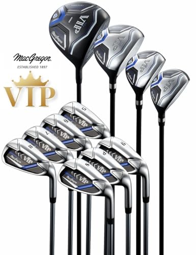 MacGregor VIP Mens 12 Piece Steel +1 Inch Longer Complete Golf Set & Deluxe Cart Bag Black