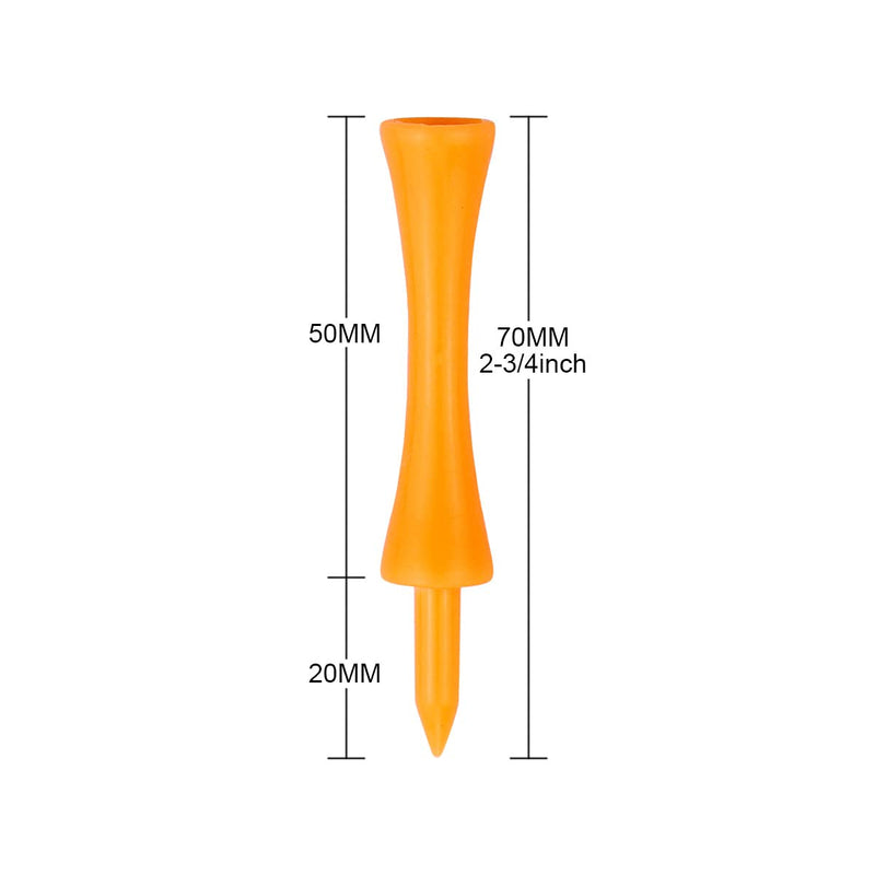 Zivisk Orange Golf Tees Plastic 70MM 100 Count Long Castle Golf Tees 2 3/4 inch - Golf Gift