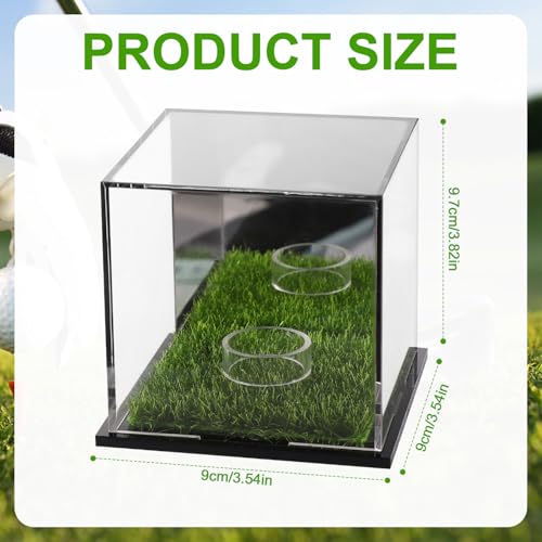 Golf Ball Display Case Single, 3.82x3.54x3.54in Golf Ball Square Display Case Small Golf Ball Case Holder Souvenir Case Stand Hole-In-One Acrylic Golf Ball Display Case for Golf Memorabilia - Golf Gift