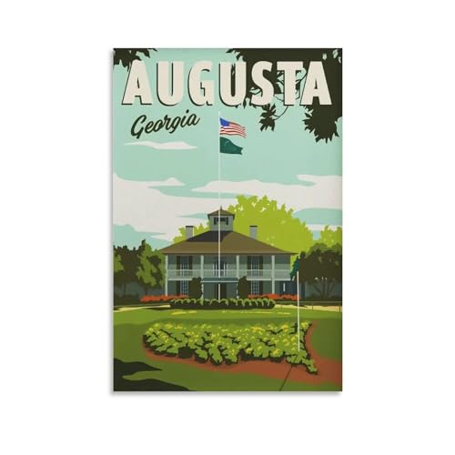 Pafim Georgia Vintage Travel Posters Augusta Golf Canvas Art Print Office Family Bedroom Decorative Posters Gift Wall Decor Poster 12x18inch(30x45cm) Unframe-style - Golf Gift