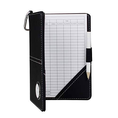 KOFULL Deluxe PU Leather Golf Scorecard Holder Leather and Yardage Book with a Ball Mark and a Pencil - Golf Gift