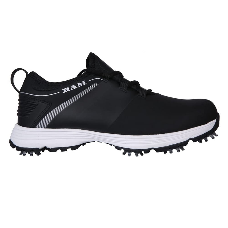 Ram Golf XT1 Mens Waterproof Golf Shoes, Spiked, Black Size 6 - Golf Gift