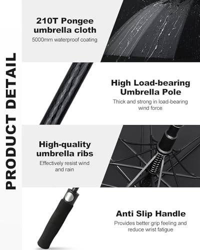 Victoper Golf Umbrella Windproof Large 62 Inch, Large Umbrella Oversized Double Vented Canopy Umbrella Windproof Strong Automatic Open Outdoor Big Umbrella Sun Protection Rain Umbrellas for 2-3 Men - Golf Gift