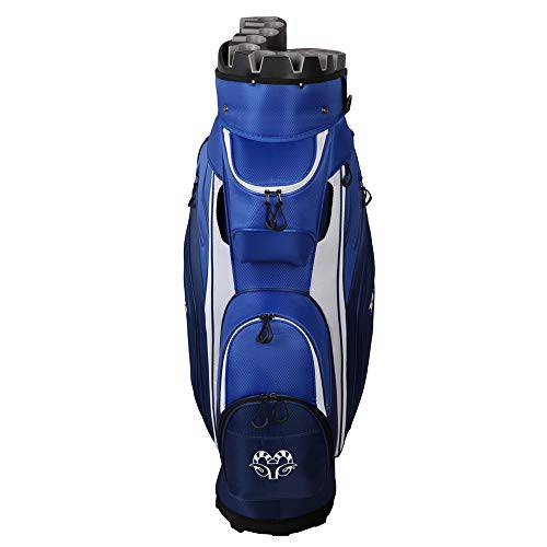 Ram Golf Premium Trolley Bag with 14 Way Molded Organizer Divider Top Black/Blue - Golf Gift