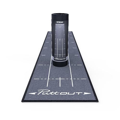 PuttOut Pro Golf Putting Mat - Perfect Your Putting, Grey, 240 x 50 cm - Golf Gift