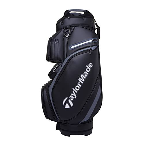 TaylorMade Deluxe Cart Bag (Black/Grey, 2023) - Unisex Golf Item for Adults, 14-Way Top, 7 Pockets, Adjustable Strap, Crush-Resistant, Polyester, 3.8 kg, 91.4 x 49.5 x 26.7 cm - Golf Gift