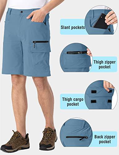 Rdruko Men's Cargo Shorts Quick Dry Lightweight Work Golf Casual Outdoor Shorts 5 Pockets, Dusty Blue, 32 - Golf Gift