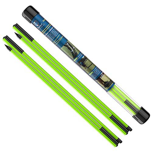 MoKo Golf Alignment Stick, 2 Pack Swing Trainer Tool, 48" Collapsible Alignment Stick Golf Training Aid for Aiming, Putting, Posture Corrector, Golf Practice Sticks with Clear Tube Case, Green - Golf Gift