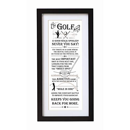 Arora The Ultimate Gift for Man Printed Word Poster-Black Wooden Framed Wall Art Picture-Golf Addict, Multicolour, One Size, 8943 - Golf Gift