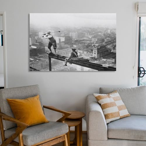 AmSoan Playing Golf on Skyscrapers Wall Art Paintings Canvas Wall Decor Home Decor Living Room Decor Aesthetic Prints 24x36inch(60x90cm) Unframe-style - Golf Gift