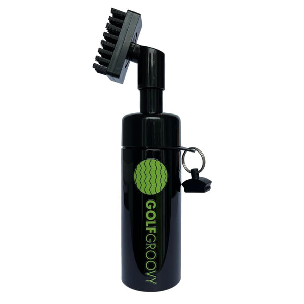 GOLF GROOVY Premium Golf Club Groove Cleaning Brush, Built in Water Spray, Magnetic Attachment, Portable Cleaner Tool, Golf Gift, Bag Accessory, Water Dispenser, Black, 200 ml - Golf Gift