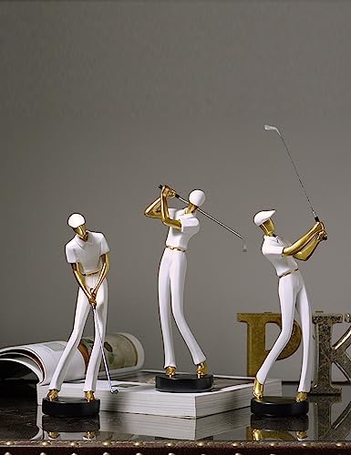 Amoy-Art Golf Figurine Statue Golfer Sculpture Gifts Modern Decor Arts Home Ornament Table Centerpiece Crafts Polyresin White 24cm - Golf Gift