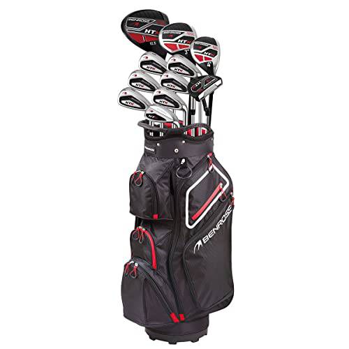 Benross HTX Golf Clubs Full Set with Cart Bag, Driver, Fairway Wood, Hybrid, Irons 5-SW, Mallet Putter - Graphite Shafts, All-Weather Grips, Trolley Bag- Golf Club Sets for Men - Golf Gift