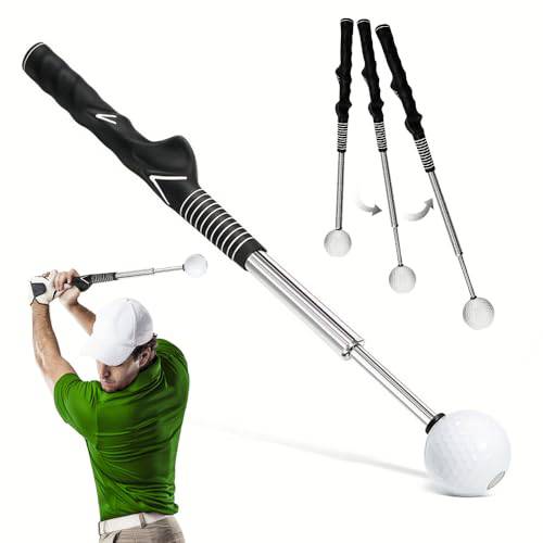 NAVESO Retractable Golf Training Aid, Golf Training Aids, Golf Grip Training Aid, Golf Swing Training Aid, Golf Alignment Sticks, Golf Swing Trainer for Tempo Grip Strength Practice Stick - Golf Gift