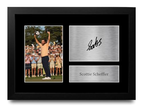 HWC Trading FR A4 Scottie Scheffler Gifts Printed Signed Autograph Picture for Golf Memorabilia Fans - A4 Framed - Golf Gift