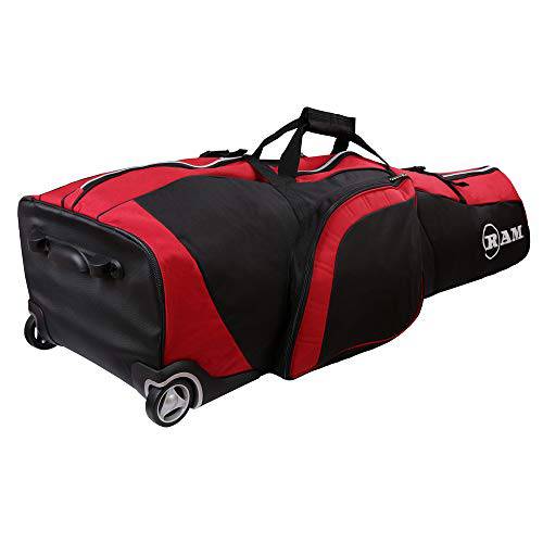 Ram FX Golf Travel Cover Deluxe Padded Wheeled Flight Bag Black/Red - Golf Gift