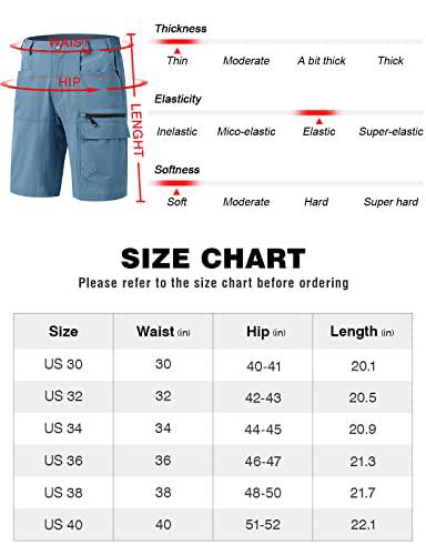 Rdruko Men's Cargo Shorts Quick Dry Lightweight Work Golf Casual Outdoor Shorts 5 Pockets, Dusty Blue, 32 - Golf Gift