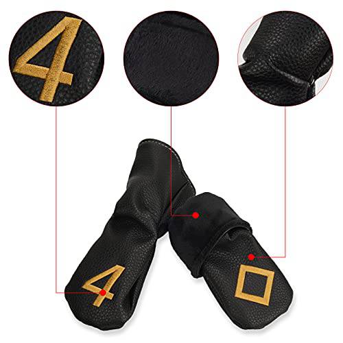 10pcs /Set Black Hybrid Iron Club Head Covers Protector with Large Gold No. - Golf Gift