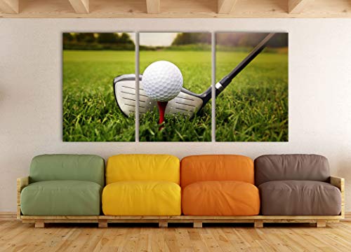 Pixxprint golf tee, XXL canvas painting in oversize 240x120cm total 3 pieces, mural, art print - Golf Gift