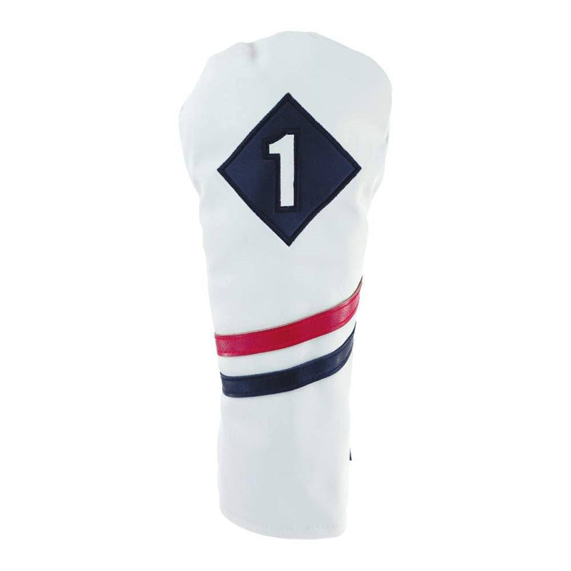 RAM Golf Premium Vintage Style PU Leather Headcovers, Retro White, Driver - Golf Gift