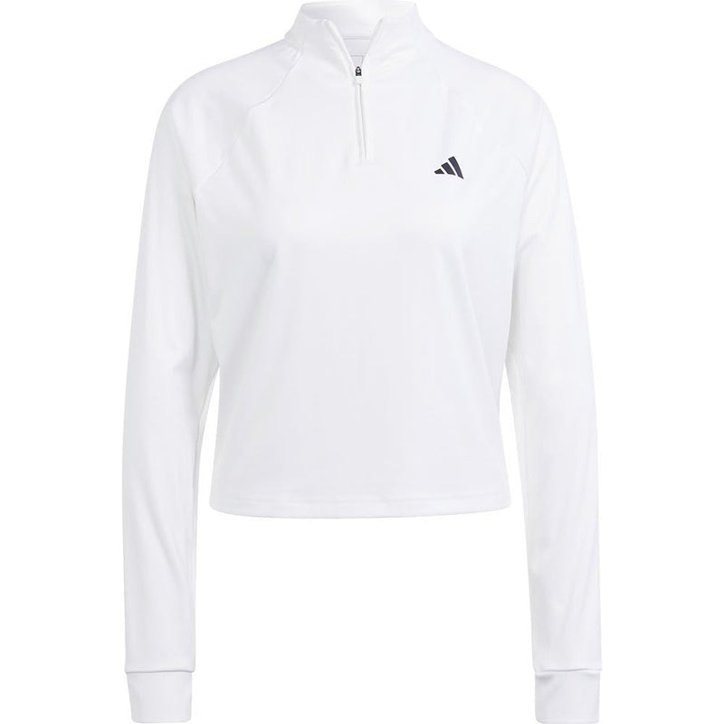 adidas Women's Train Essentials Minimal Branding 1/4 Zip Cover Up Track Top,White - Golf Gift