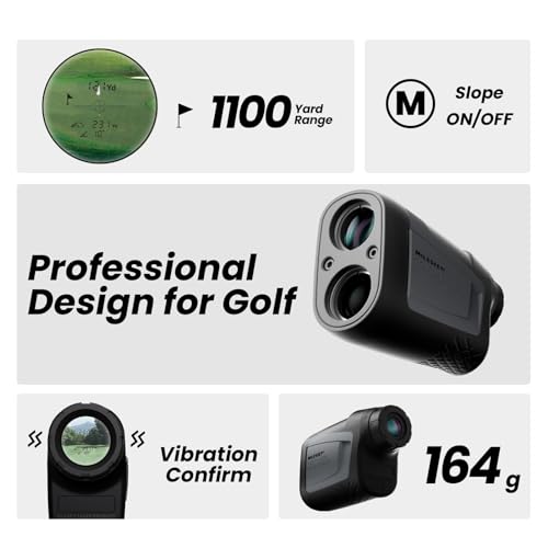 MiLESEEY Golf Range Finder with Slope On/Off,1100Yards,±0.5yard Accuracy,Flag Lock with Vibration,Legal for Tournament Play, Scan Measurement for Golfers,Carrying Case, Free Battery - Golf Gift