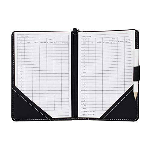 KOFULL Deluxe PU Leather Golf Scorecard Holder Leather and Yardage Book with a Ball Mark and a Pencil - Golf Gift