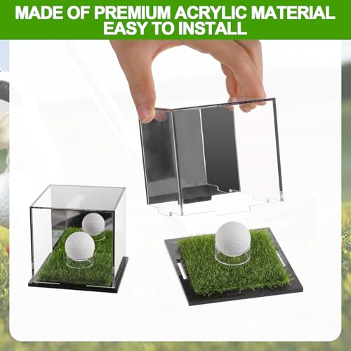 Golf Ball Display Case Single, 3.82x3.54x3.54in Golf Ball Square Display Case Small Golf Ball Case Holder Souvenir Case Stand Hole-In-One Acrylic Golf Ball Display Case for Golf Memorabilia - Golf Gift