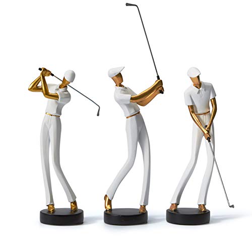 Amoy-Art Golf Figurine Statue Golfer Sculpture Gifts Modern Decor Arts Home Ornament Table Centerpiece Crafts Polyresin White 24cm - Golf Gift