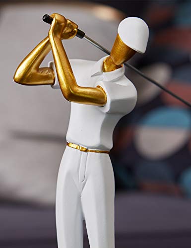 Amoy-Art Golf Figurine Statue Golfer Sculpture Gifts Modern Decor Arts Home Ornament Table Centerpiece Crafts Polyresin White 24cm - Golf Gift