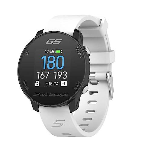 Shot Scope G5 GPS Golf Watch | F/B/M Dynamic Yardages to Green | Distances to Doglegs/Layup Points | Choose 2 Straps (Black) - Golf Gift