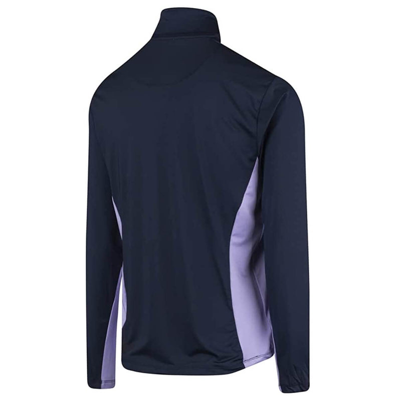 Island Green IGLTL2055 Ladies Golf Full Zip Contrasting Breathable Wicking Top Layer, Navy Blue/Lavander, Large - Golf Gift